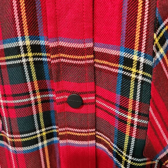 Sanctuary NEW Women's Red Plaid Boyfriend Fit Long Sleeve Snap Blouse Top- 2X - Picture 5 of 8